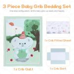 Haleeone 3 Piece Baby Crib Bedding Set - Elephant