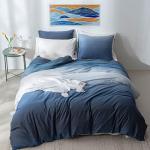 Reversible Ocean Blue Cotton Duvet Cover Set