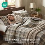 Woolrich Reversible Quilt Cabin Lifestyle Design - All Season, Breathable Coverlet Bedspread Bedding Set, Matching Shams, Oversized Full/Queen, Tasha Plaid Tan/Brown 3 Piece