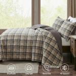 Woolrich Reversible Quilt Cabin Lifestyle Design - All Season, Breathable Coverlet Bedspread Bedding Set, Matching Shams, Oversized Full/Queen, Tasha Plaid Tan/Brown 3 Piece