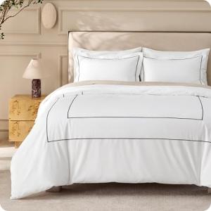 Luxury King Size White Cotton Duvet Cover Set