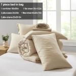 Homelike Moment Queen Comforter Set with Sheets, 7 Piece Beige Comforter Set Queen Size, Full Size Bed in a Bag Lightweight and Machine Washable