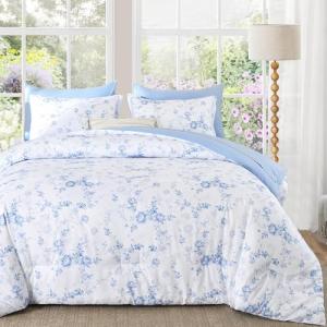 Floral Queen Comforter Set 7 Pieces - Blue Rose