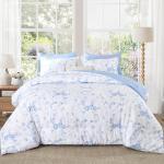 Floral Queen Comforter Set 7 Pieces - Blue Rose