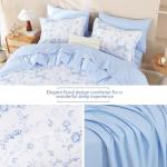 Floral Queen Comforter Set 7 Pieces - Blue Rose