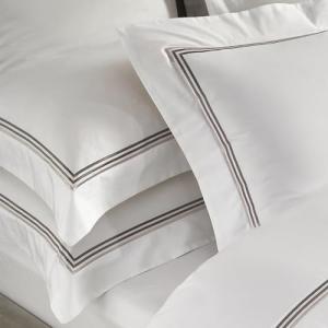 King Size White Embroidered Cotton Pillow Shams Set