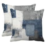 Set of 2 Blue and White Abstract Pillow Covers