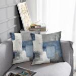 Set of 2 Blue and White Abstract Pillow Covers