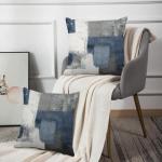 Set of 2 Blue and White Abstract Pillow Covers