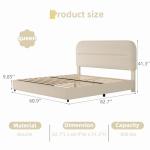 Queen Bed Frame with Headboard, Boucle Upholstered Soft Platform Bed Frame with Thickened Footboard, Rounded Corners Design, No Box Spring Required, Easy Assembly, Cream