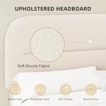 Queen Bed Frame with Headboard, Boucle Upholstered Soft Platform Bed Frame with Thickened Footboard, Rounded Corners Design, No Box Spring Required, Easy Assembly, Cream