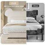 Queen Bed Frame with Headboard, Boucle Upholstered Soft Platform Bed Frame with Thickened Footboard, Rounded Corners Design, No Box Spring Required, Easy Assembly, Cream