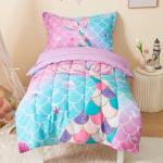 VIVILINEN 4-Piece Mermaid Toddler Bedding Set