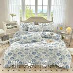 White and Blue Floral Duvet Cover Set Queen