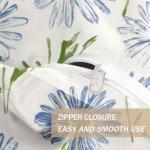 White and Blue Floral Duvet Cover Set Queen