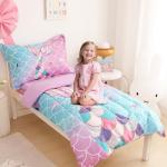 VIVILINEN 4-Piece Mermaid Toddler Bedding Set