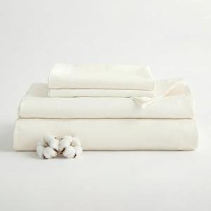 100% Egyptian Cotton Sheets Queen Size Bed Set, Deep Pocket Queen Sheet set-1600 Thread Count Cotton Naturally Cool Soft Breathable No Pill Elasticated Luxury Cream White Bedding For All Seasons