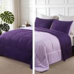 Reversible Queen Comforter Set in Deep Purple/Lilac