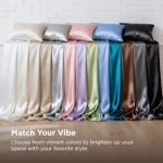 Bedsure Satin Sheets King Size Bed Set - Luxury Silky Bed Sheet Set, Ultra Soft & Wrinkle Free, Good for Hair & Skin, 15 Inches Deep Pocket for Mattress, 4-Piece (King, Silver Grey)