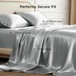 Bedsure Satin Sheets King Size Bed Set - Luxury Silky Bed Sheet Set, Ultra Soft & Wrinkle Free, Good for Hair & Skin, 15 Inches Deep Pocket for Mattress, 4-Piece (King, Silver Grey)