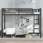 Black Metal Twin XL Bunk Bed with Ladders