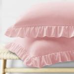 Light Pink Ruffled Pillow Case Set of 2
