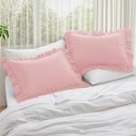 Light Pink Ruffled Pillow Case Set of 2