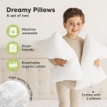 KeaBabies 2-Pack Toddler Pillow 13x18 - Soft Organic Cotton Kids Travel Bed Pillows for Sleeping, School, Nap, Machine Washable, Toddlers 2 to 5, Pillowcase Sold Separately (Soft White)