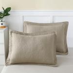 Cotton Floral Quilted Pillow Sham in Khaki