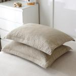Cotton Floral Quilted Pillow Sham in Khaki