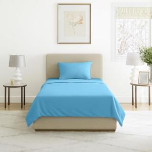 Blue Brushed Microfiber Twin Sheet Set - 3 Pieces