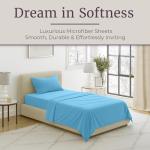 Blue Brushed Microfiber Twin Sheet Set - 3 Pieces