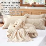 Beige Tufted King Size 7-Piece Bedding Set