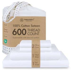 100% Cotton 600 TC King Bed Sheet Set