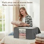 Lifewit 90L Large Storage Bags, Closet Organizers and Storage, Clothes Storage Bins with Lids, Foldable Storage Containers with Reinforced Handles for Clothing, Blanket, Bedding, Comforter 3 Pack Gray