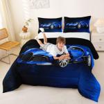 Feelyou Sports Car Comforter Blue Race Car Comforter Set for Kids Boys Girls Extreme Sports Theme Bedding Set Cool Speed Luxury Car Decor Quilt Set with 1 Pillowcase 2Pcs Bedding Twin