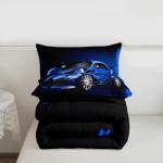 Feelyou Sports Car Comforter Blue Race Car Comforter Set for Kids Boys Girls Extreme Sports Theme Bedding Set Cool Speed Luxury Car Decor Quilt Set with 1 Pillowcase 2Pcs Bedding Twin