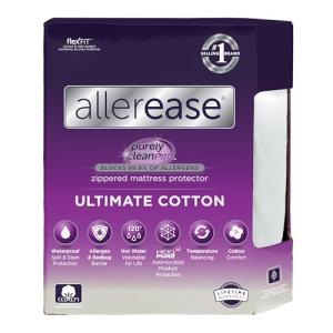 AllerEase Ultimate Allergy Protection and Comfort Zippered Mattress Protector, Queen, White