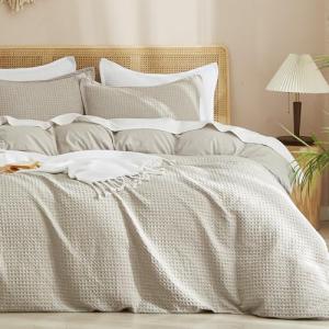 Ultra Soft Waffle Duvet Cover Set, Queen Size