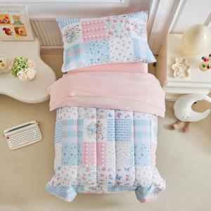 Joyreap 4-Piece Pink and Blue Toddler Bedding Set