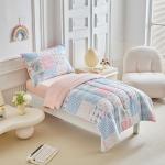 Joyreap 4-Piece Pink and Blue Toddler Bedding Set