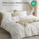 Bailix White Muslin Duvet Cover Set, Queen Size