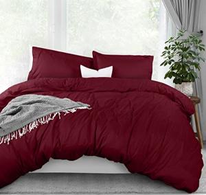 Utopia Bedding Queen Duvet Cover Set - Burgundy