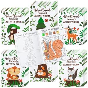 Dvbonike 24Pcs Woodland Animals Activity Books for Kids Forest Creatures Mini Fun Games Coloring Book in Bulk Wild Party Favors Goodie Bags Stuffers for Birthday Classroom School Rewards Supplies