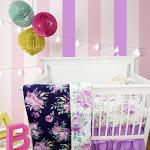TANOFAR 4 Piece Crib Bedding Set for Girls, Purple Flower Quilt, Crib Skirt, Diaper Stacker, Soft Microfiber Comforter, Cotton