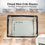 Pack and Play Sheets Fitted - 2-Pack Mini Crib Sheets for Pack N Play Mattress 38x26, Soft & Cozy, Neutral Toddler Playard Bedding, Snug Fitted Mini Baby Crib Mattress Cover Boy, Girl (Daisies)