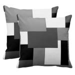Emvency Set of 2 Grey Geometric Throw Pillow Cover Black Gray White Painting Abstract Checkered Design Decorative Pillow Case Modern Home Decor Standard Square 18x18 Inch Cushion Pillowcase