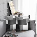 Emvency Set of 2 Grey Geometric Throw Pillow Cover Black Gray White Painting Abstract Checkered Design Decorative Pillow Case Modern Home Decor Standard Square 18x18 Inch Cushion Pillowcase