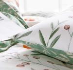 SLEEPBELLA Duvet Cover Set 600 Thread Count Cotton Bedding Set (Full, White&Green Floral)