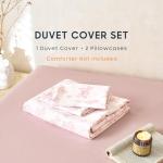 Wake In Cloud - Cottagecore Duvet Cover Set, Floral Vintage Flower Shabby Chic Coquette Aesthetic for Women Teen Girls, Soft Lightweight Bedding, 3-Piece, Pink, Queen Size